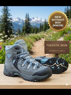 ​TrekSta Java Women's Hiking Boots Size 6 Grey Blue NWOB New Waterproof HyperGri